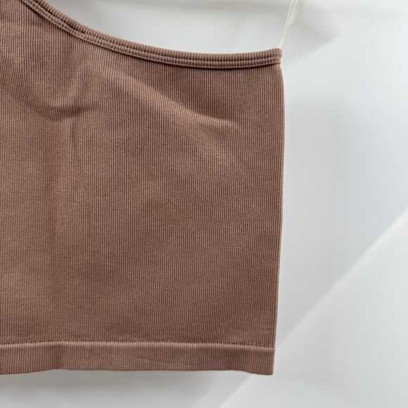 ANWND Brown Ribbed Asymmetrical Cropped Tank Top – Size Medium/Large - Picture 7 of 7